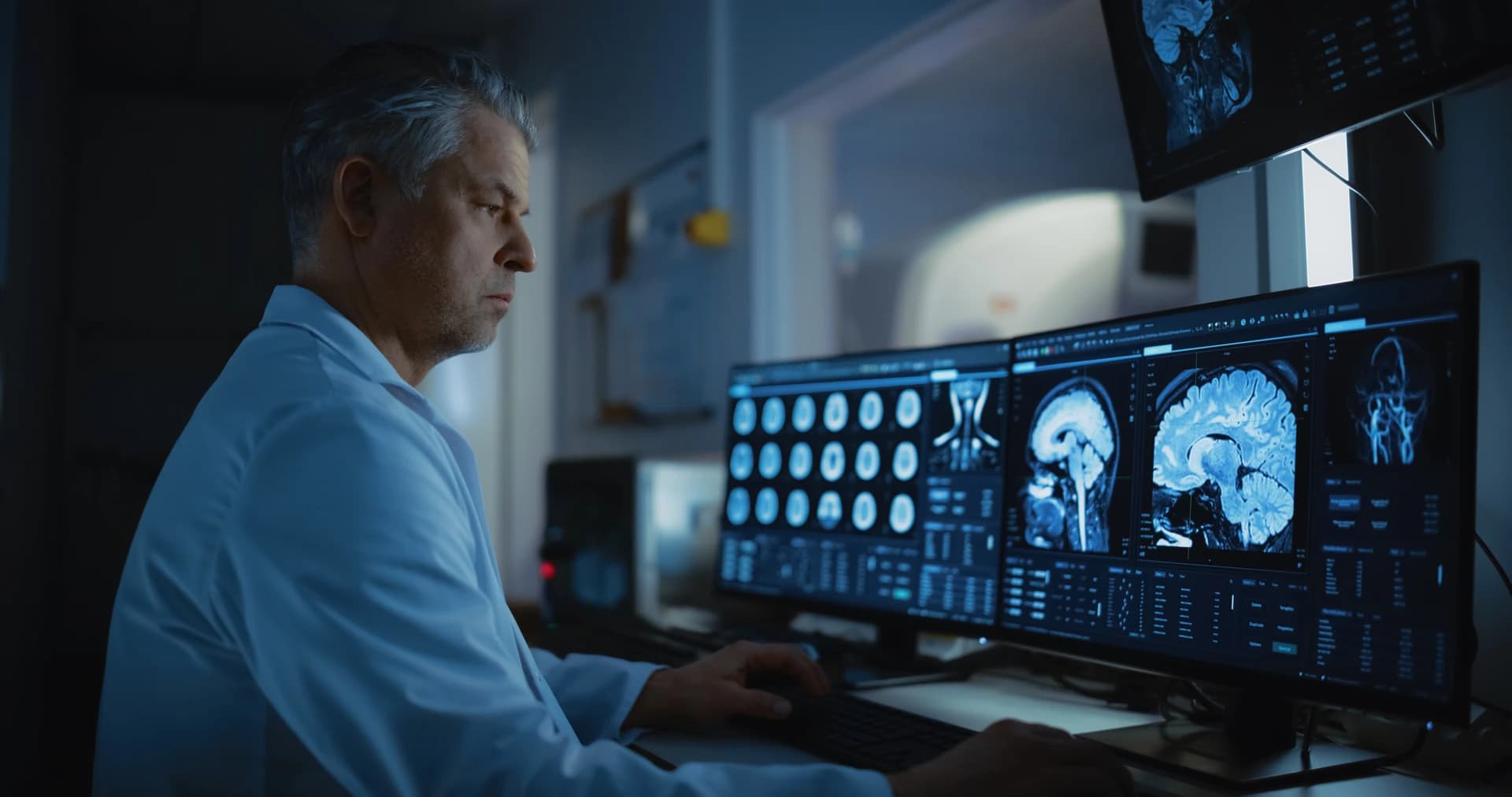 Radiologue analysant des examens d’imagerie médicale